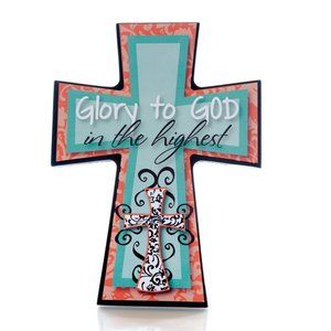 Glory to God in the Highest Colorful Wooden Cross
